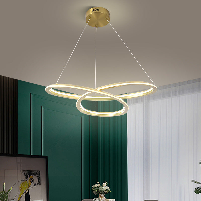 Moderne luxe LED lineaire hanglampje elektroplate aluminium kroonluchter met siliconen schaduw