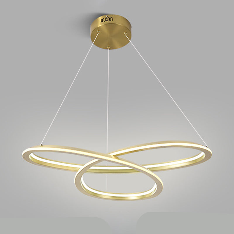 Lampadario in alluminio elettroplato a pendente lineare a LED di lusso moderno con tonalità in silicone