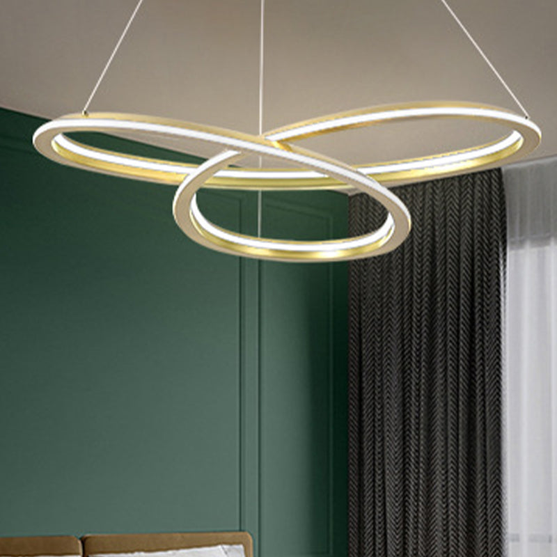 Lampadario in alluminio elettroplato a pendente lineare a LED di lusso moderno con tonalità in silicone