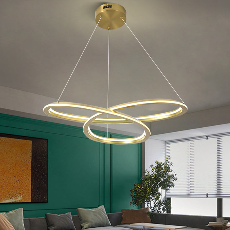 Lampadario in alluminio elettroplato a pendente lineare a LED di lusso moderno con tonalità in silicone