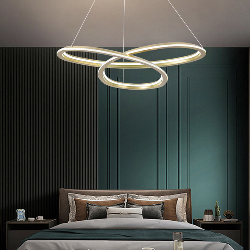 Lampadario in alluminio elettroplato a pendente lineare a LED di lusso moderno con tonalità in silicone