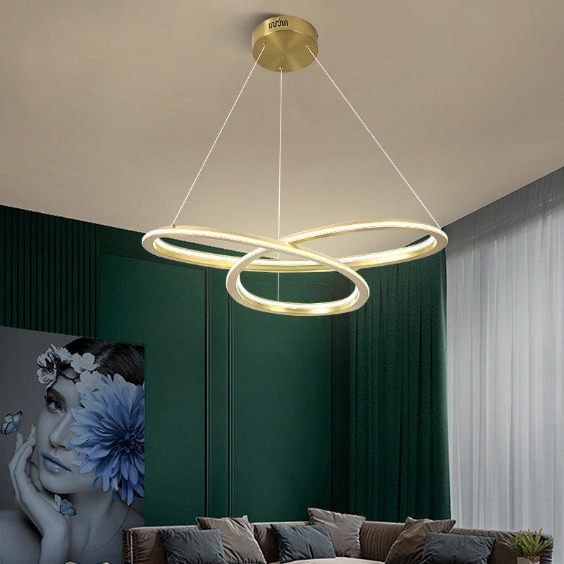 Lampadario in alluminio elettroplato a pendente lineare a LED di lusso moderno con tonalità in silicone