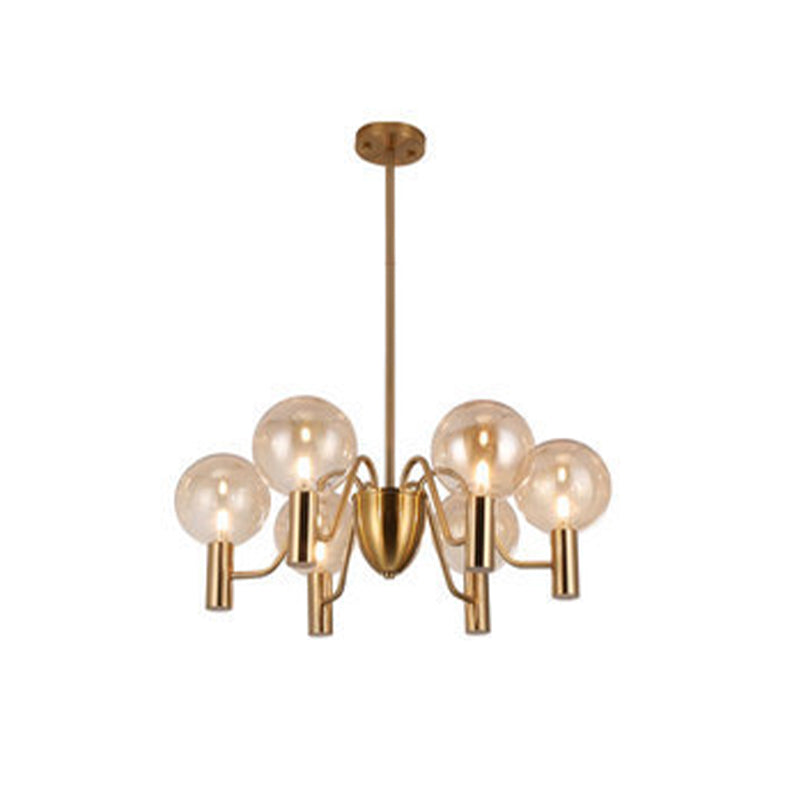 Glazen bol hanglamp in moderne luxe stijl elektroplate ijzer kroonluchter in goud