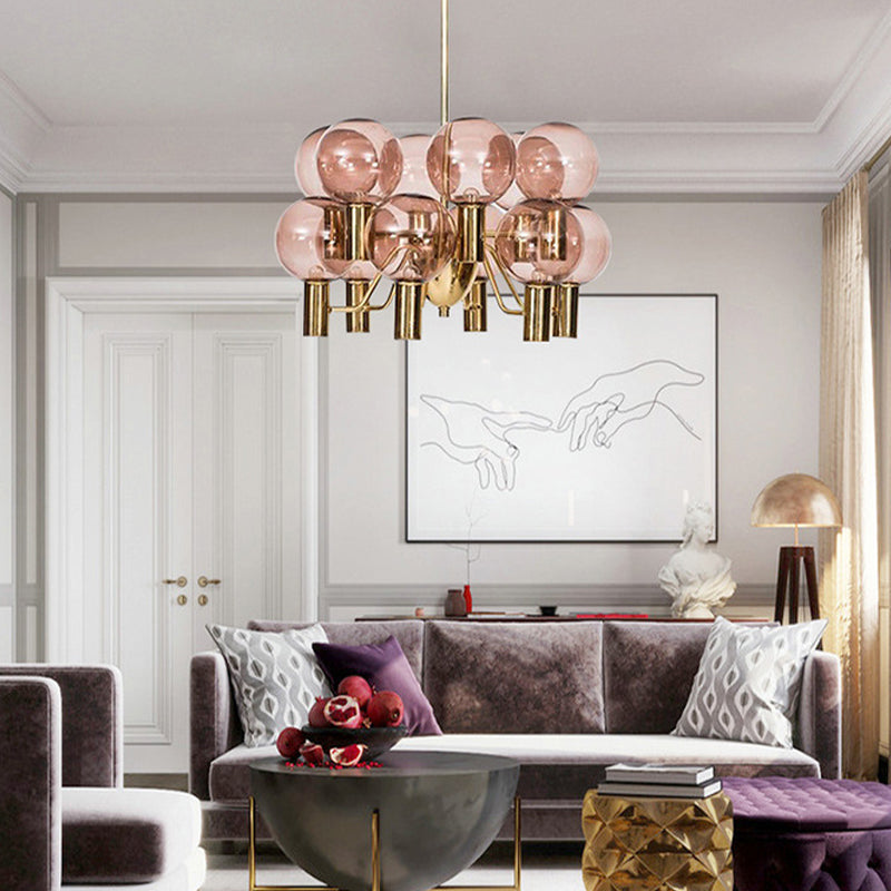 Glazen bol hanglamp in moderne luxe stijl elektroplate ijzer kroonluchter in goud