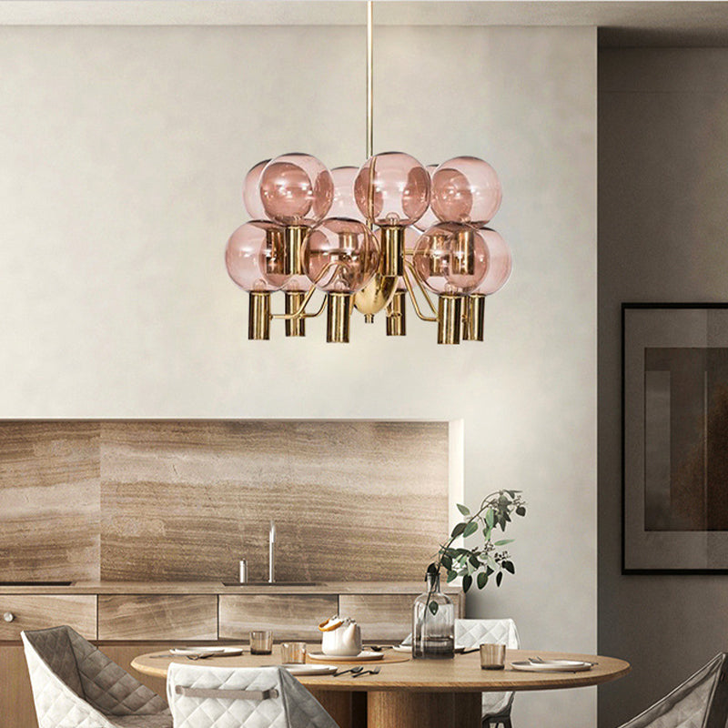 Glazen bol hanglamp in moderne luxe stijl elektroplate ijzer kroonluchter in goud