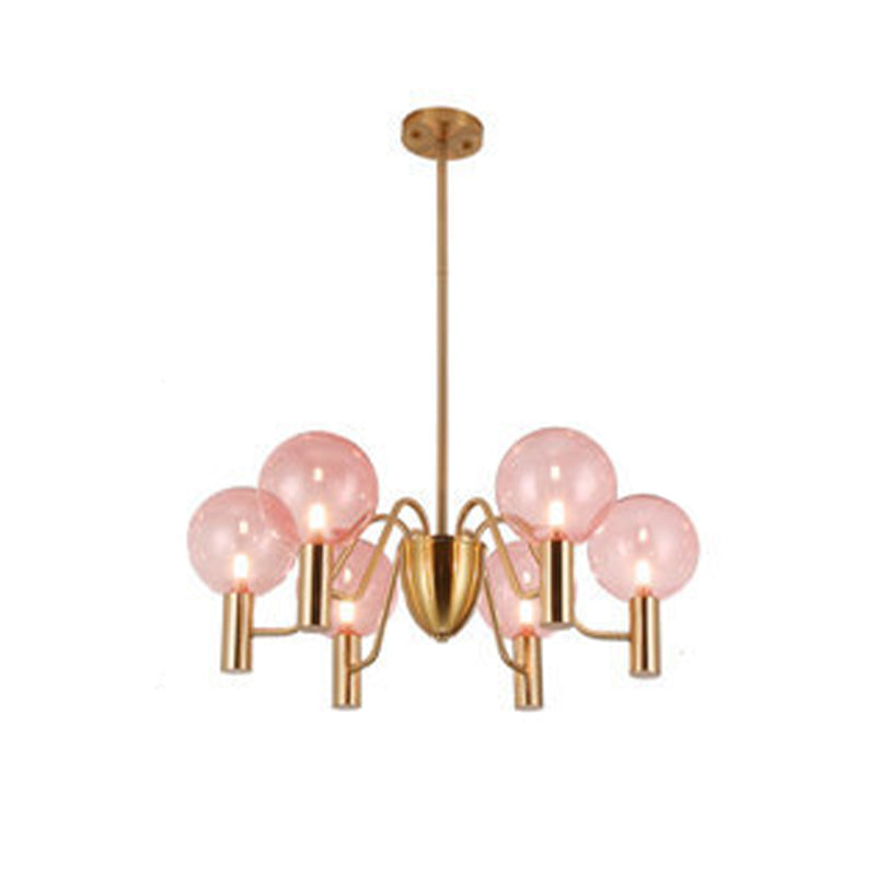 Glazen bol hanglamp in moderne luxe stijl elektroplate ijzer kroonluchter in goud