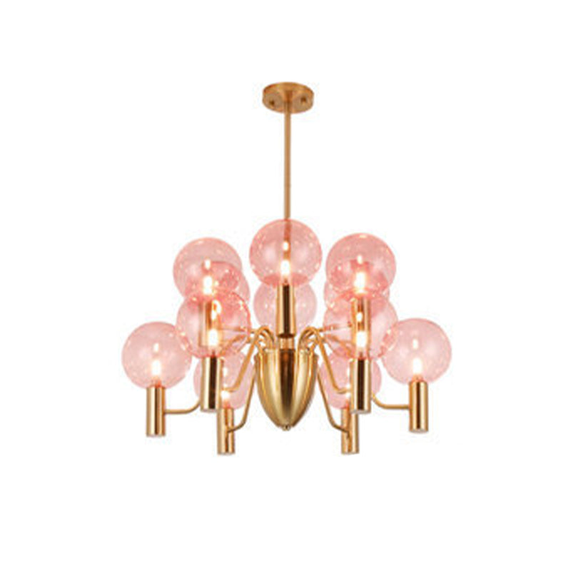 Glazen bol hanglamp in moderne luxe stijl elektroplate ijzer kroonluchter in goud