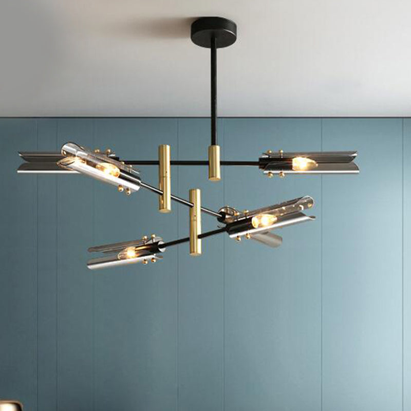 Glazen geometrische hanglamp in moderne creatieve stijl smeedijzeren kroonluchter voor eetkamer