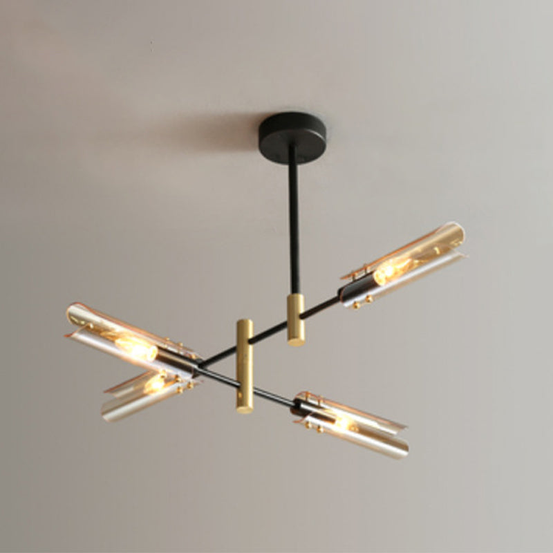 Glazen geometrische hanglamp in moderne creatieve stijl smeedijzeren kroonluchter voor eetkamer