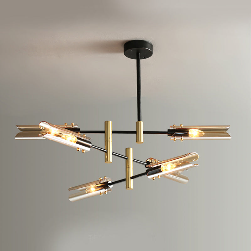 Glazen geometrische hanglamp in moderne creatieve stijl smeedijzeren kroonluchter voor eetkamer