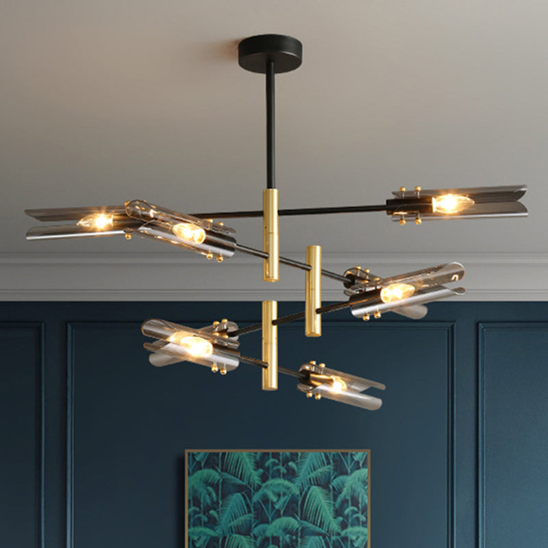 Glazen geometrische hanglamp in moderne creatieve stijl smeedijzeren kroonluchter voor eetkamer