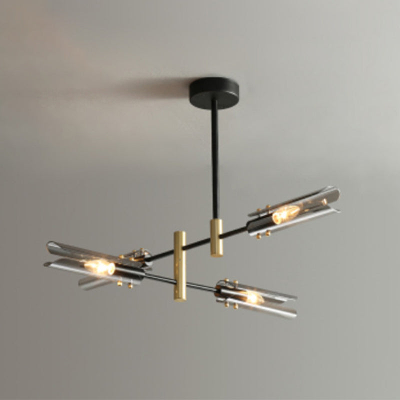 Glazen geometrische hanglamp in moderne creatieve stijl smeedijzeren kroonluchter voor eetkamer