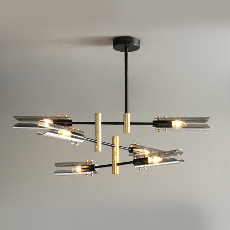 Glazen geometrische hanglamp in moderne creatieve stijl smeedijzeren kroonluchter voor eetkamer