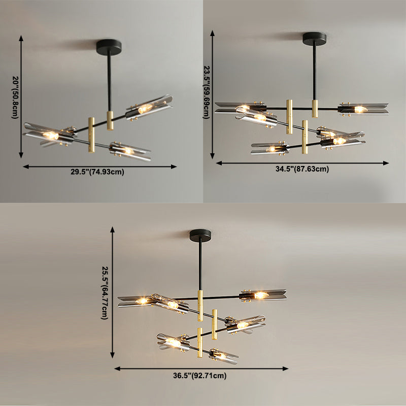 Glazen geometrische hanglamp in moderne creatieve stijl smeedijzeren kroonluchter voor eetkamer