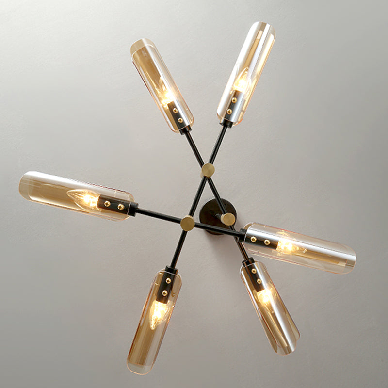 Glazen geometrische hanglamp in moderne creatieve stijl smeedijzeren kroonluchter voor eetkamer