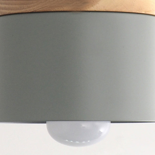 Lampada a sospensione cilindrica in legno nella moderna luce a sospensione di ferro laccata in stile creativo