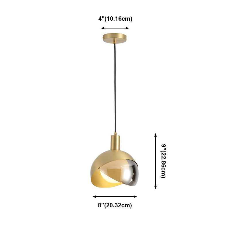 Lámpara colgante de oro de vidrio en moderna luz colgante de globo de hierro estilo lujo para comedor