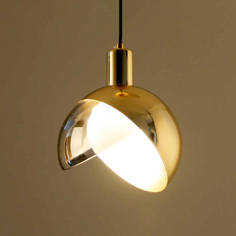Lámpara colgante de oro de vidrio en moderna luz colgante de globo de hierro estilo lujo para comedor