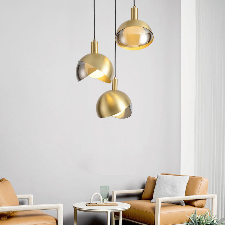 Lámpara colgante de oro de vidrio en moderna luz colgante de globo de hierro estilo lujo para comedor