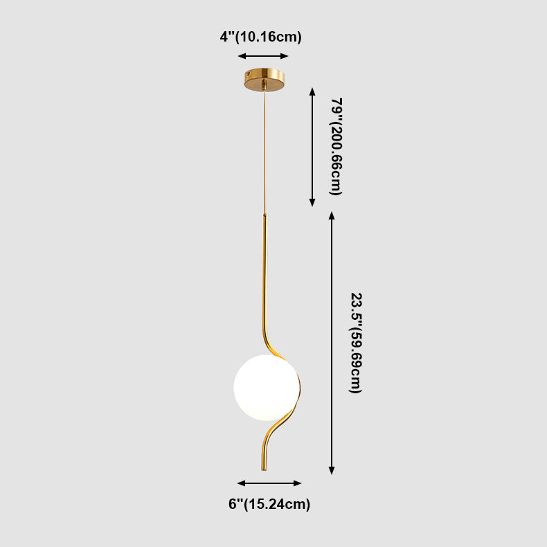 Eisengold Single Hanging Lampe im modernen Luxus -Gla -Globus -Anhänger Licht für Schlafzimmer
