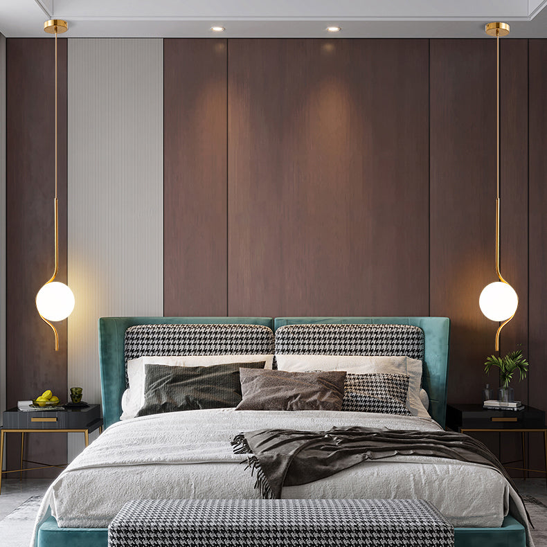 Eisengold Single Hanging Lampe im modernen Luxus -Gla -Globus -Anhänger Licht für Schlafzimmer