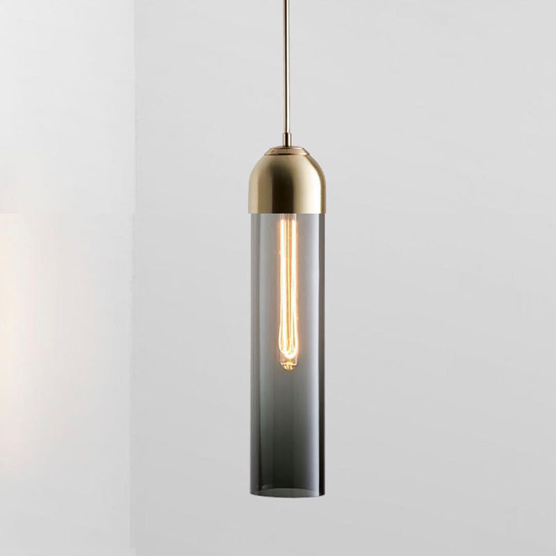 Cylindrical Pendant Light in Modern Style Electroplate Iron Hanging Lamp for Bedroom