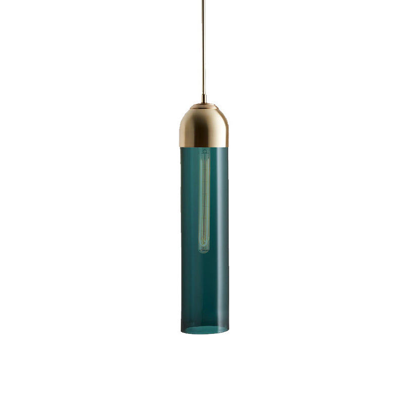 Cylindrical Pendant Light in Modern Style Electroplate Iron Hanging Lamp for Bedroom