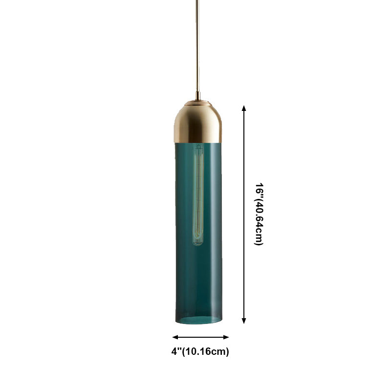 Cylindrical Pendant Light in Modern Style Electroplate Iron Hanging Lamp for Bedroom