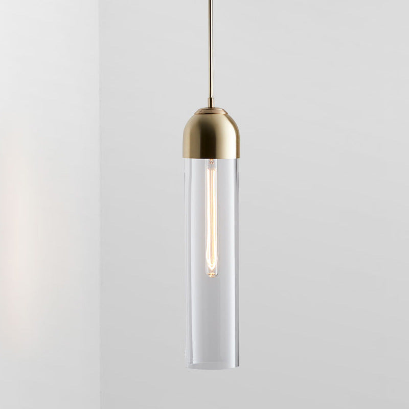 Cylindrical Pendant Light in Modern Style Electroplate Iron Hanging Lamp for Bedroom