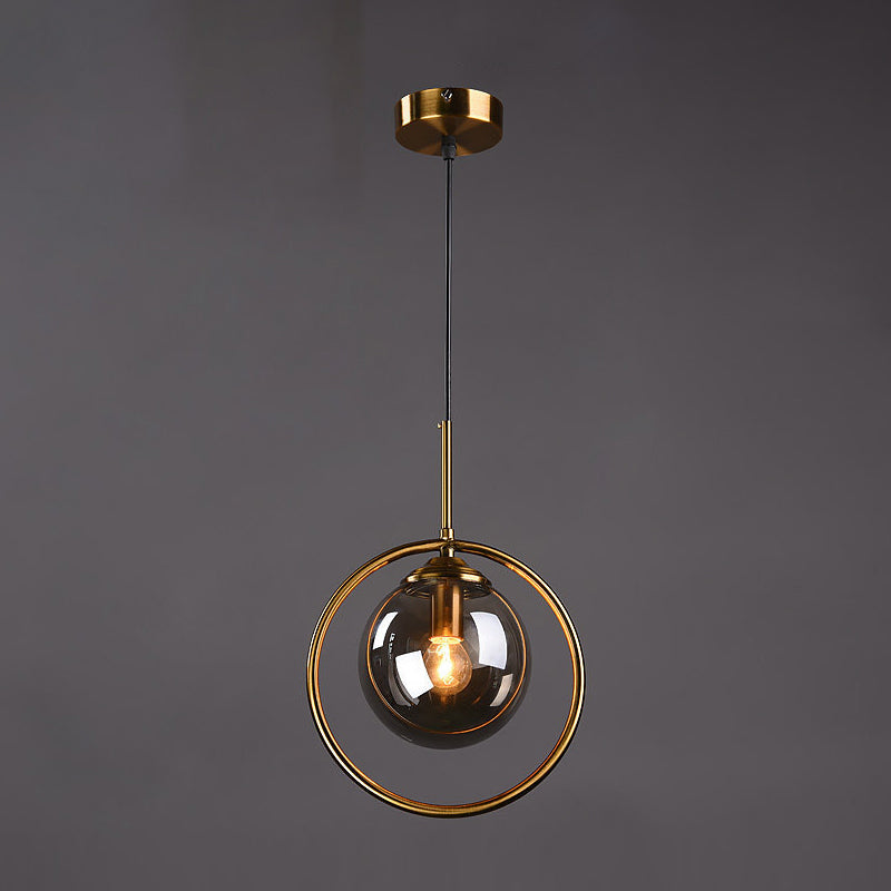 Glazen bronzen binnenhanglamp in moderne creatieve stijl Iron Globe hangende lamp