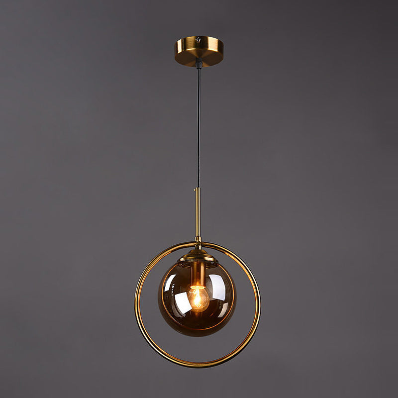 Glazen bronzen binnenhanglamp in moderne creatieve stijl Iron Globe hangende lamp