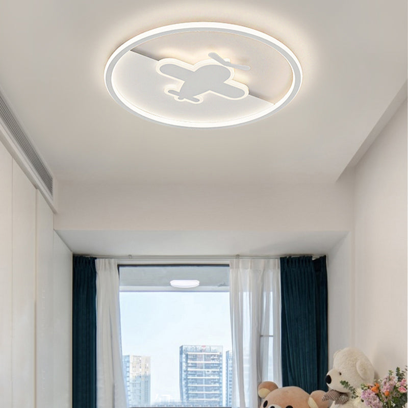 White Metal LED Ceiling Light Modern Style Flush Mount Light for Living Room