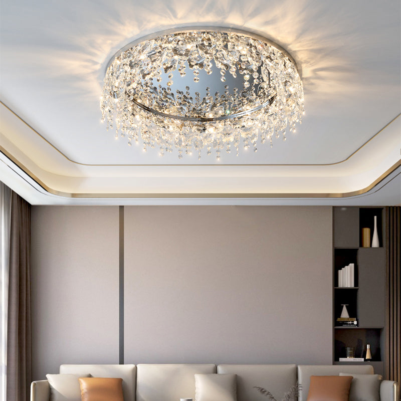 Lámparas empotradas de cristal redondas, accesorio de techo moderno con montaje empotrado para sala de estar