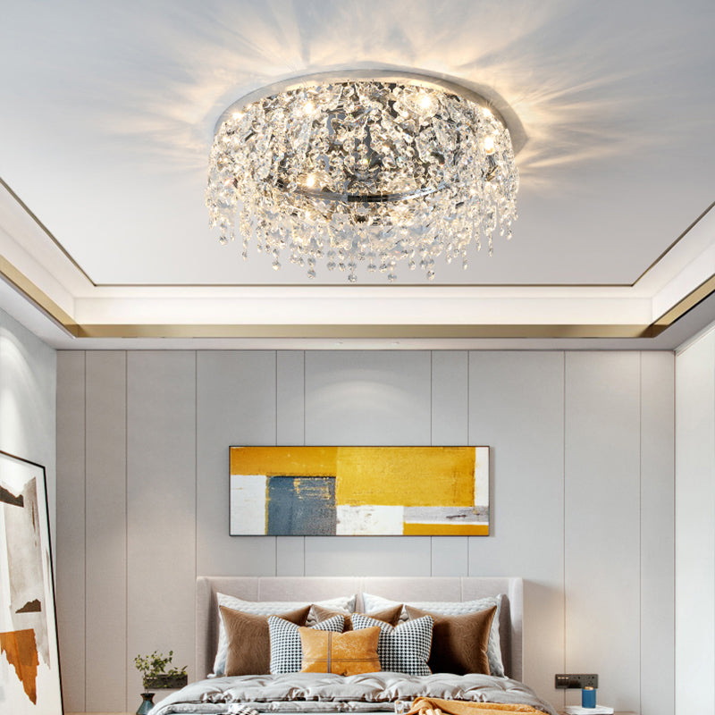 Lámparas empotradas de cristal redondas, accesorio de techo moderno con montaje empotrado para sala de estar