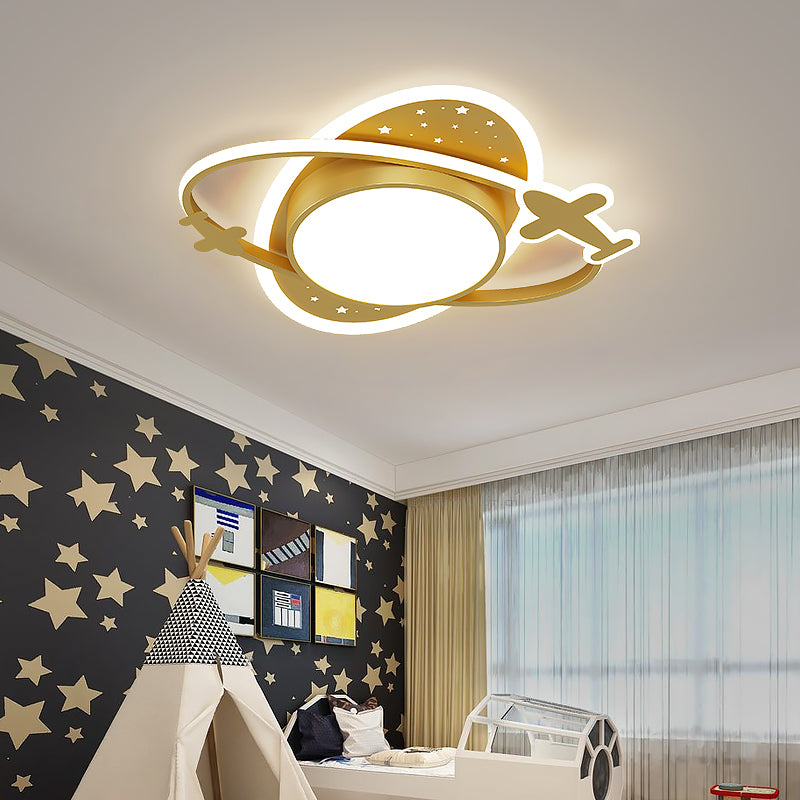 Plane Creative Flush Mount Light Modern Style Kid's Bedroom Lighting Fixture