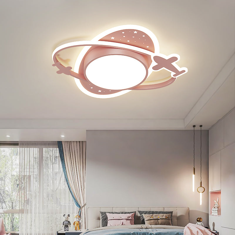 Plane Creative Flush Mount Light Modern Style Kid's Bedroom Lighting Fixture