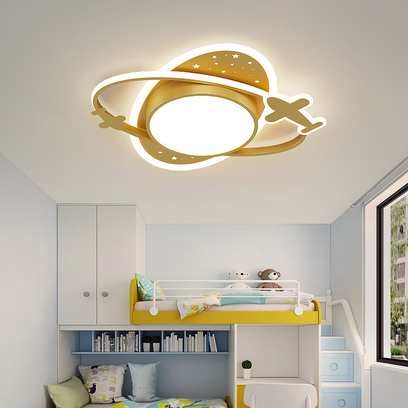 Plane Creative Flush Mount Light Modern Style Kid's Bedroom Lighting Fixture