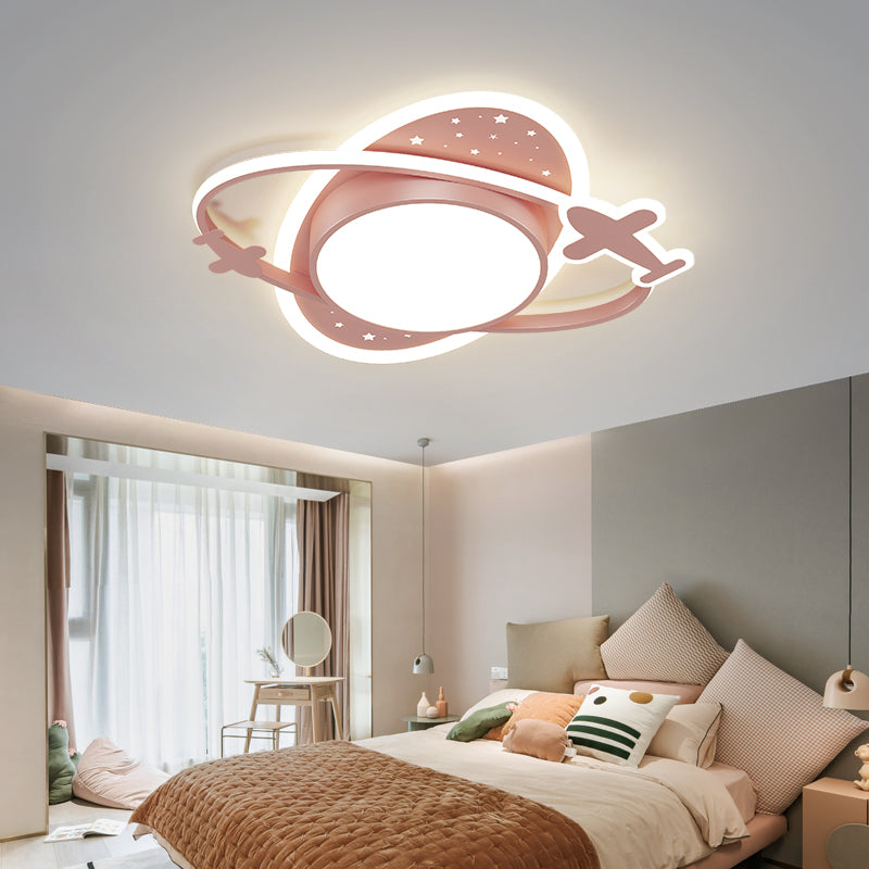 Plane Creative Flush Mount Light Modern Style Kid's Bedroom Lighting Fixture