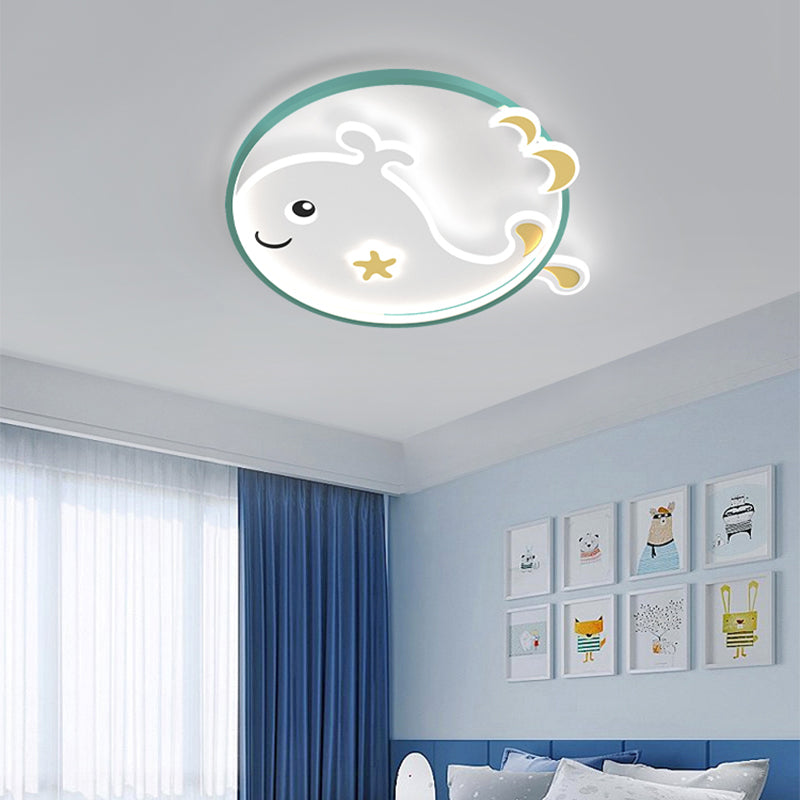 Whale Cartoon Ceiling Lamp Modern Creative Flush-mount Lamp for Kid's Room