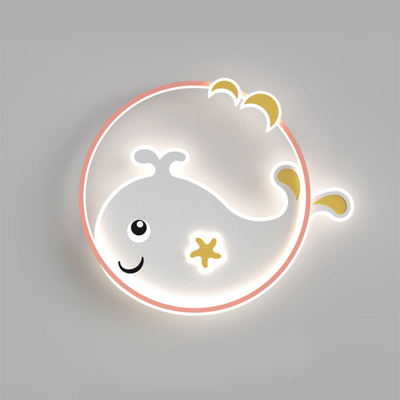 Whale Cartoon Ceiling Lamp Modern Creative Flush-mount Lamp for Kid's Room