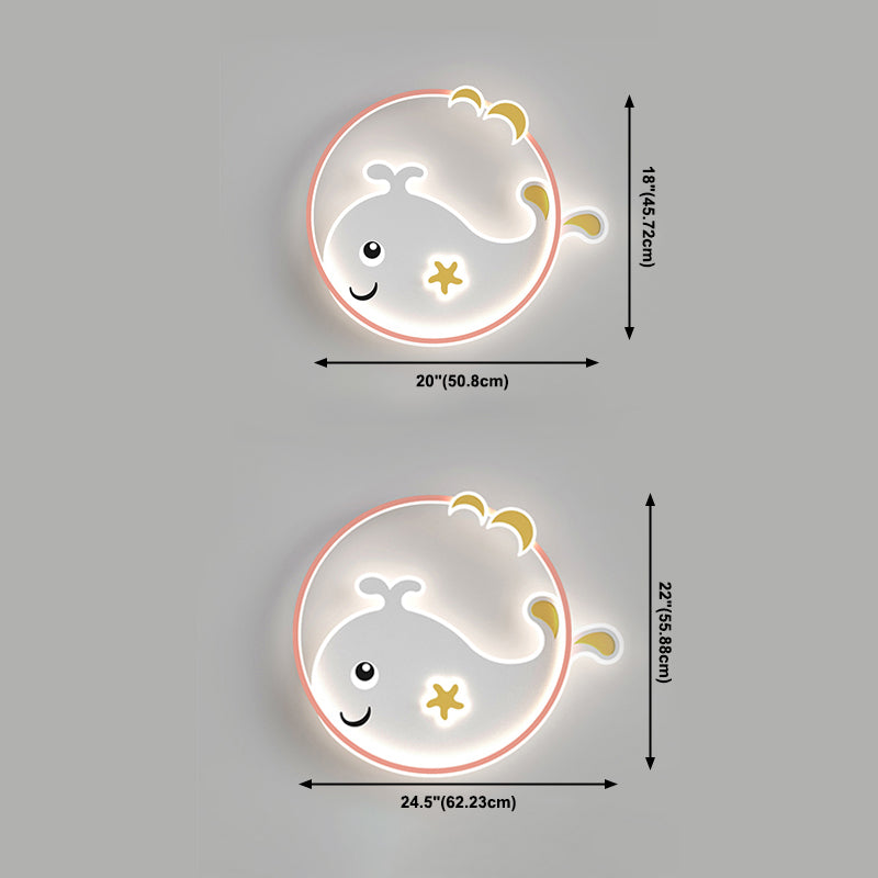 Whale Cartoon Ceiling Lamp Modern Creative Flush-mount Lamp for Kid's Room