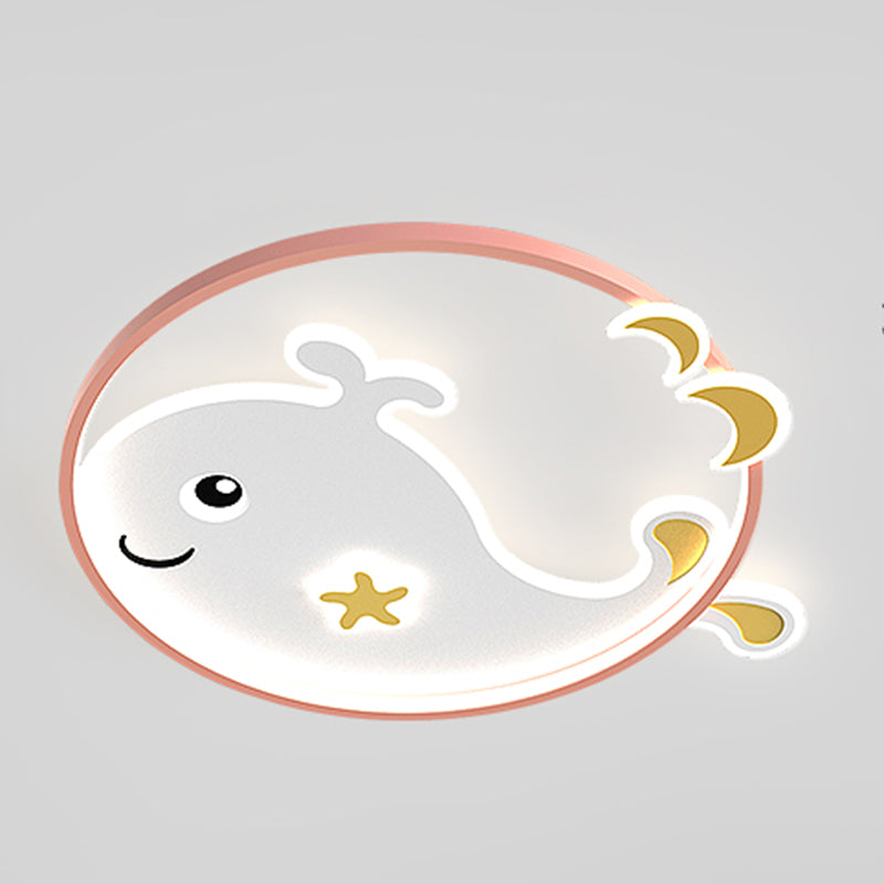 Whale Cartoon Ceiling Lamp Modern Creative Flush-mount Lamp for Kid's Room