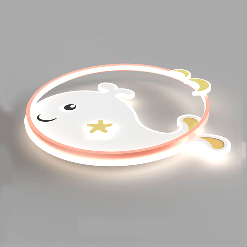 Whale Cartoon Ceiling Lamp Modern Creative Flush-mount Lamp for Kid's Room