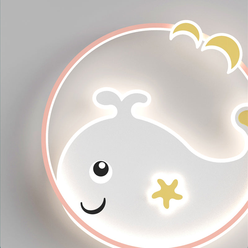 Whale Cartoon Ceiling Lamp Modern Creative Flush-mount Lamp for Kid's Room