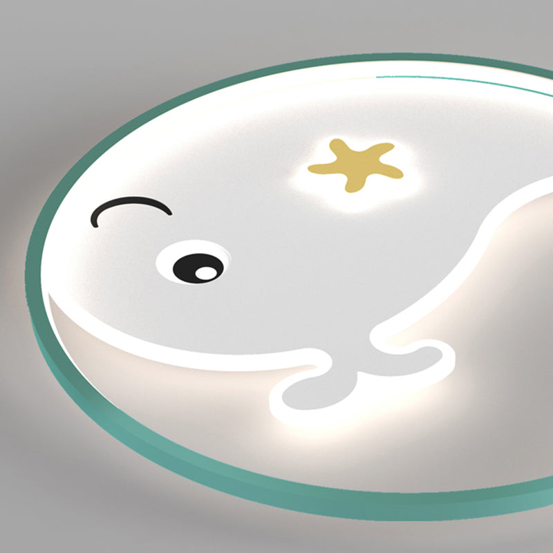 Whale Cartoon Ceiling Lamp Modern Creative Flush-mount Lamp for Kid's Room