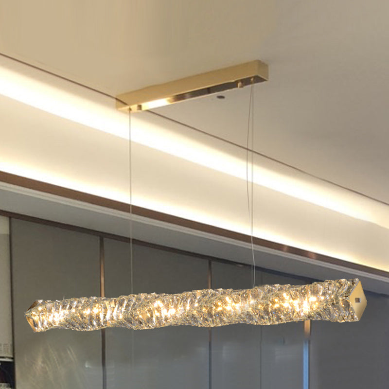 LED Long Linear Crystal Island Lamp Nordic Modern Modern Dining Salle Hanging Light