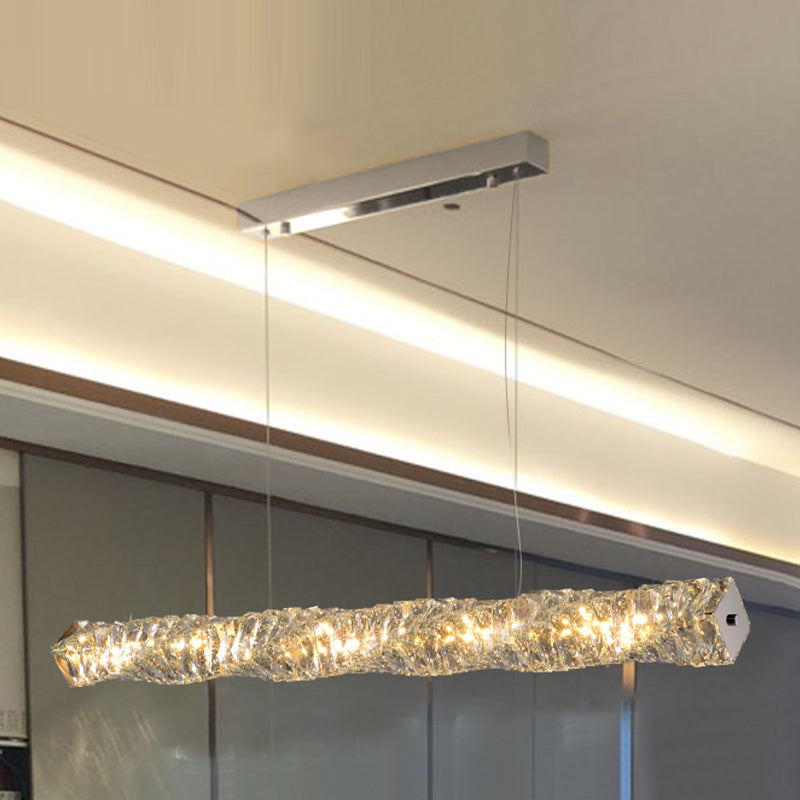 LED Long Linear Crystal Island Lamp Nordic Modern Modern Dining Salle Hanging Light