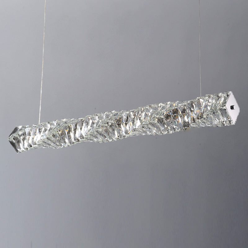 LED Long Linear Crystal Island Lamp Nordic Modern Modern Dining Salle Hanging Light