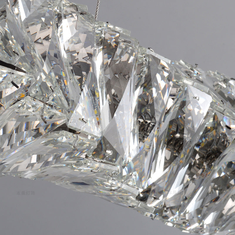 LED Long Linear Crystal Island Lamp Nordic Modern Modern Dining Salle Hanging Light