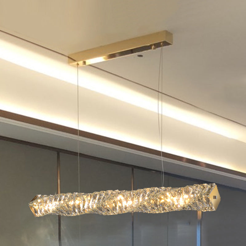 LED Long Linear Crystal Island Lamp Nordic Modern Modern Dining Salle Hanging Light